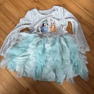 Disney Light Blue Tulle Ruffle Dress with Character Graphic